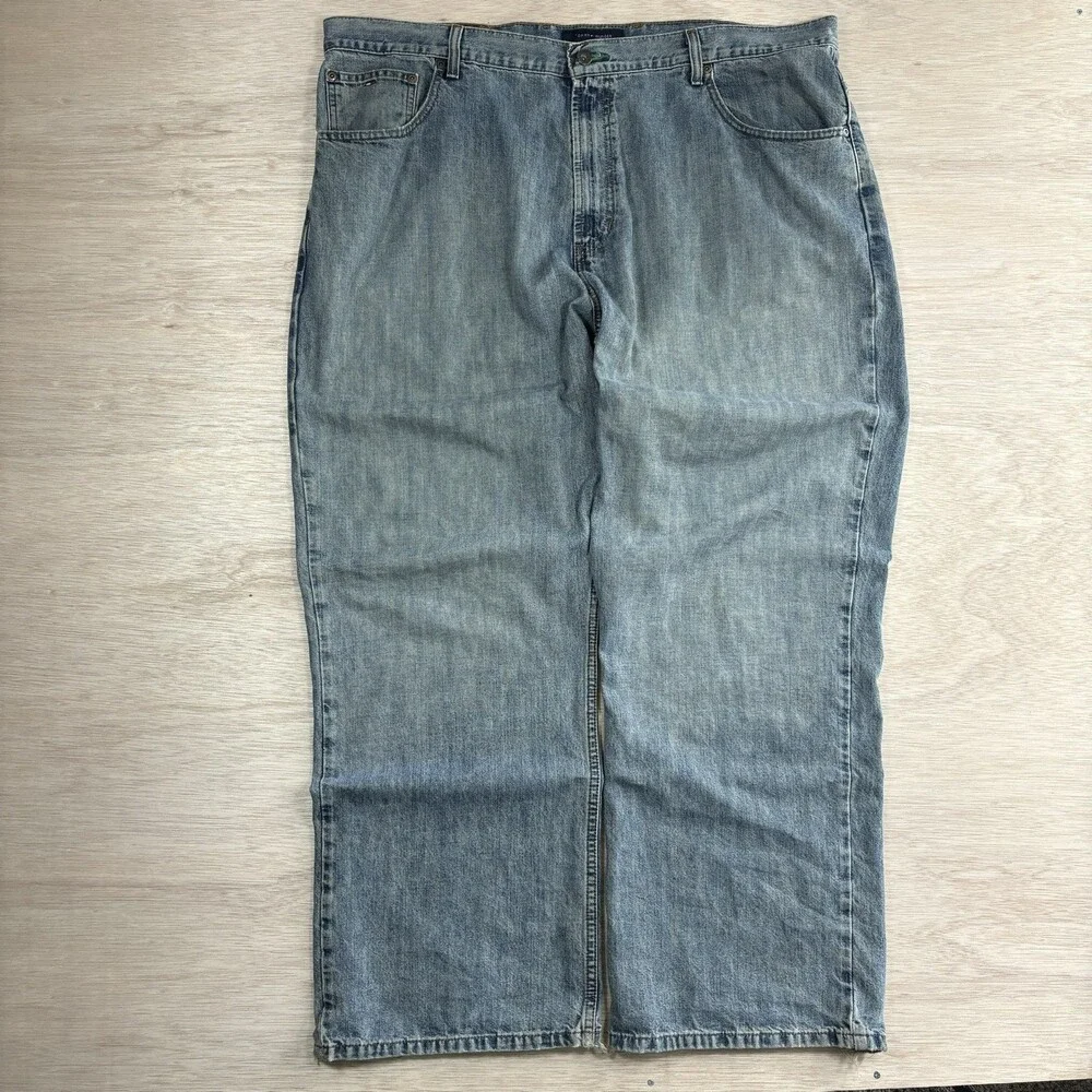 Vintage Tommy Hilfiger Jeans Mens 42x30 Blue Light Wash Cotton Loose fit Denim